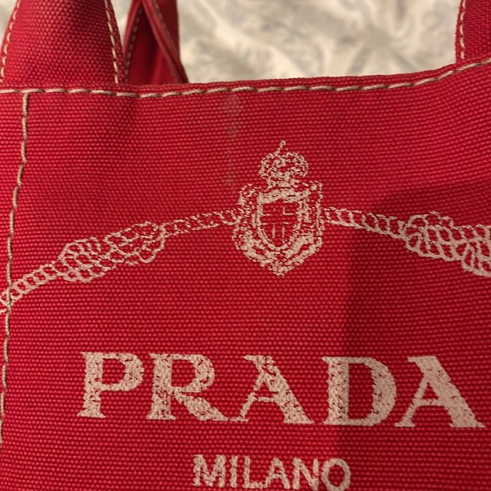 Prada Red Canvas Tote Bag - Picture 11 of 16